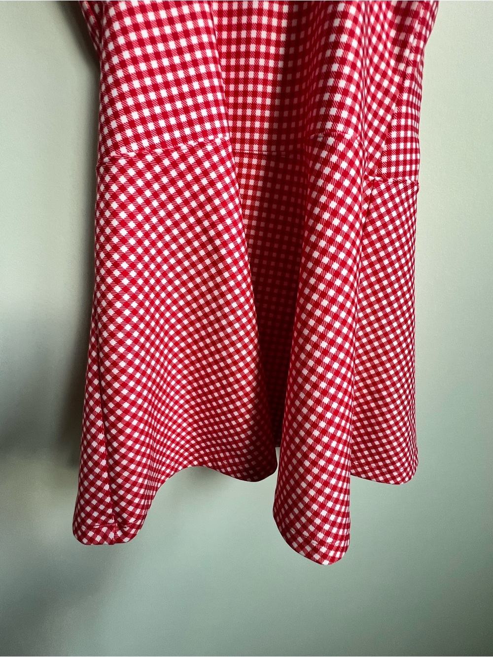 Abercrombie YPB sculptLUX Squareneck Active Dress Red Gingham Picnic skort - Picture 11 of 11